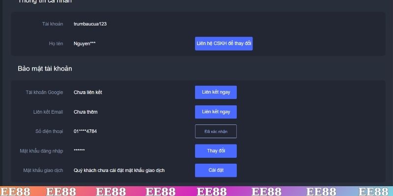 Hướng dẫn đăng ký EE88 và những việc nên làm sau khi có tài khoản